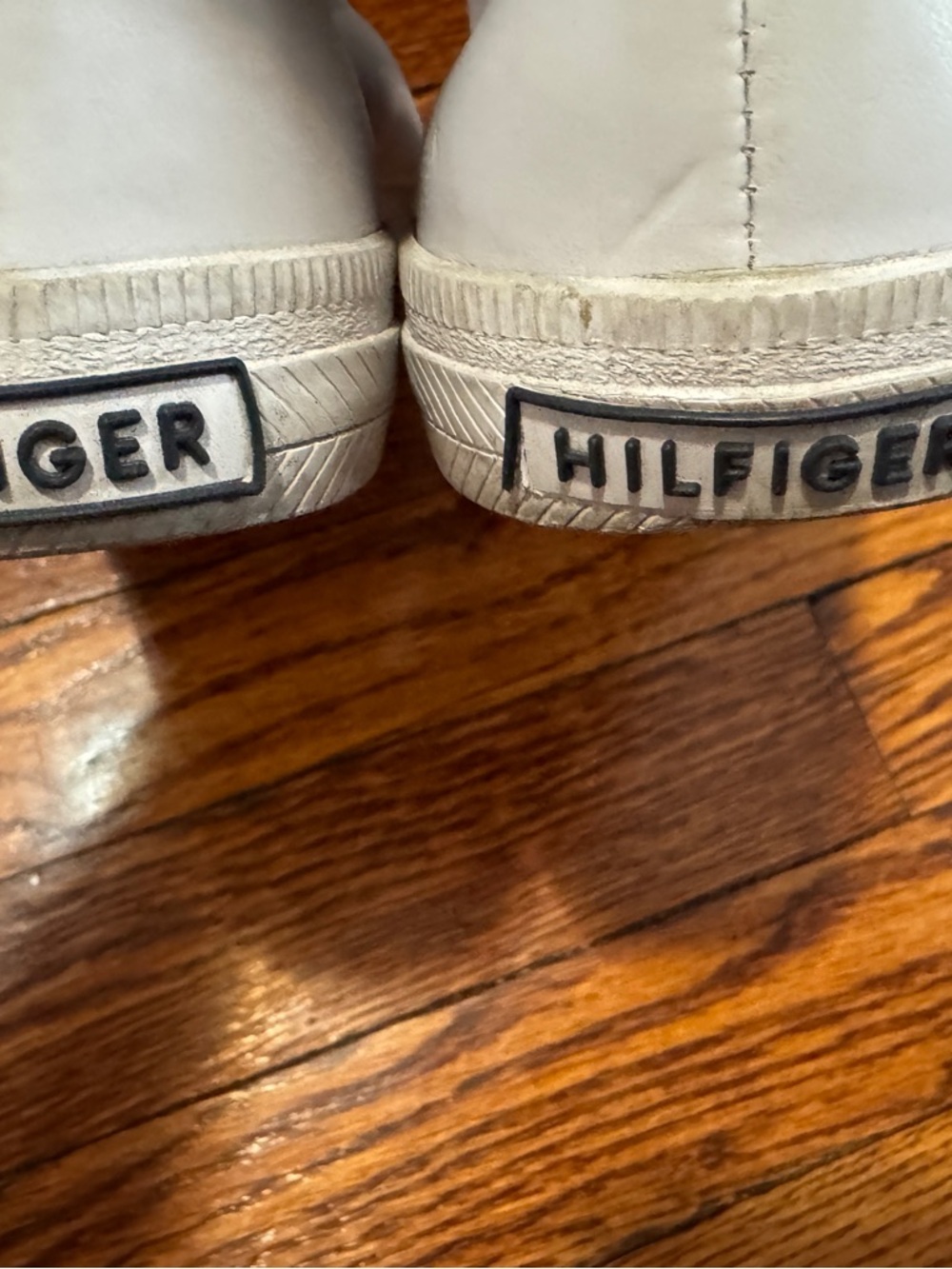 Tommy Hilfiger White Slip-On Sneakers with Red & Blue Flag Detail - Picture 6 of 8